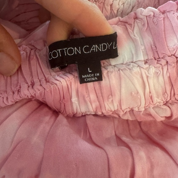 Cotton Candy Pink Smocked Peplum Camisole crop top baby pink size L y2k - Picture 3 of 6